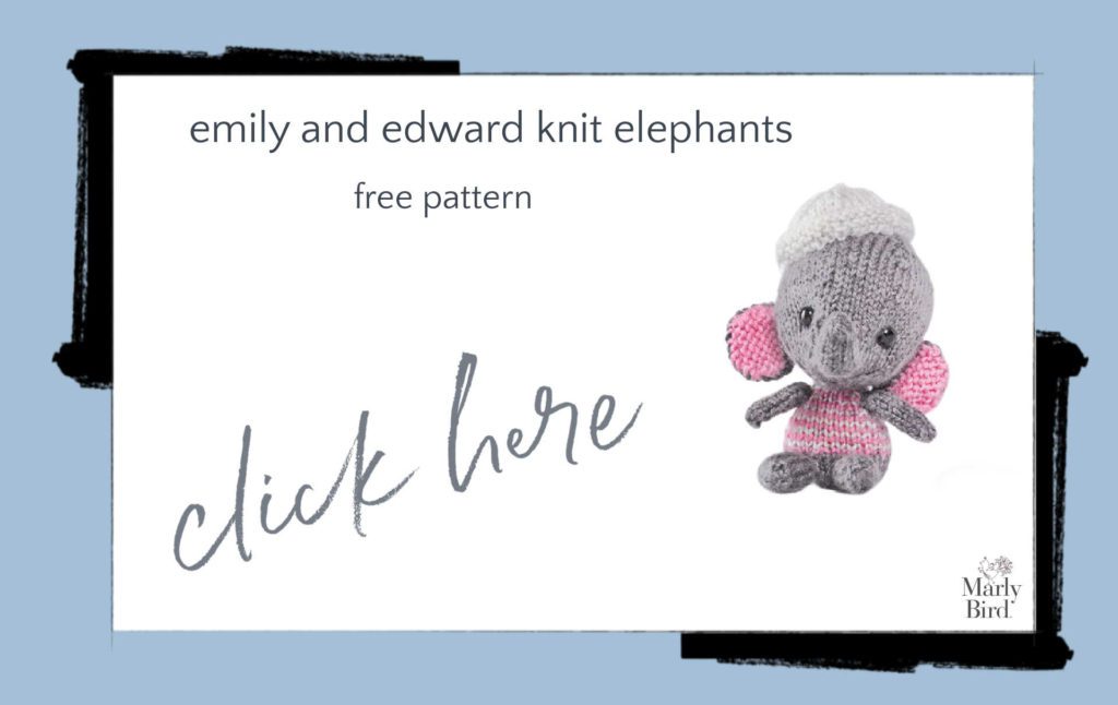 Emily and Edward knit elephants free pattern