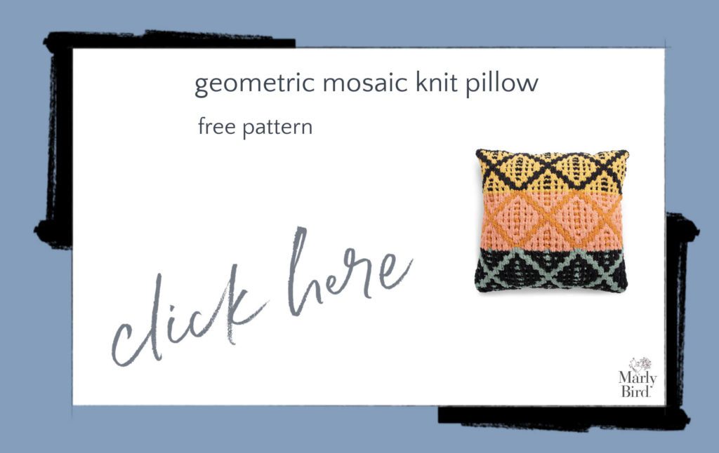 Geometric Mosaic Knit Pillow Free Knitting Pattern
