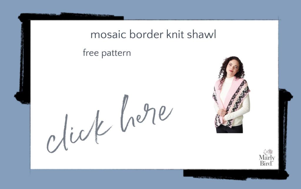 Mosaic Border Knit Shawl Free Knitting Pattern