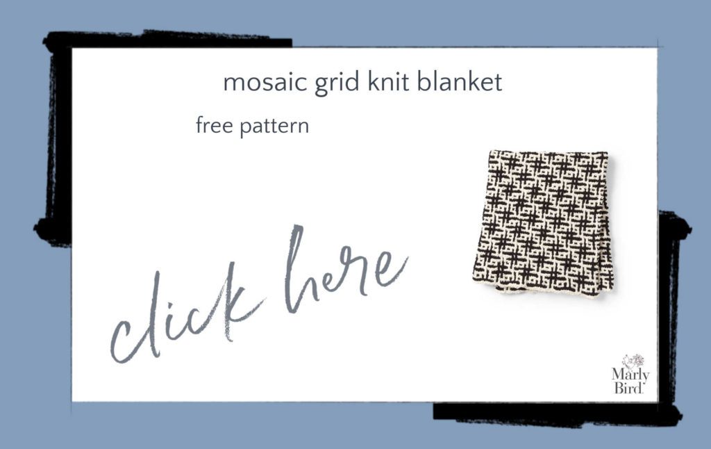 Mosaic Grid Knit Blanket Free Knitting Pattern