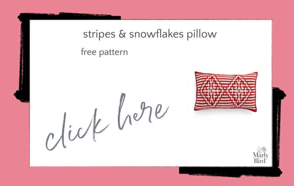 Stripes & Snowflakes Mosaic Crochet Pillow Free Digital Pattern - Marly Bird 