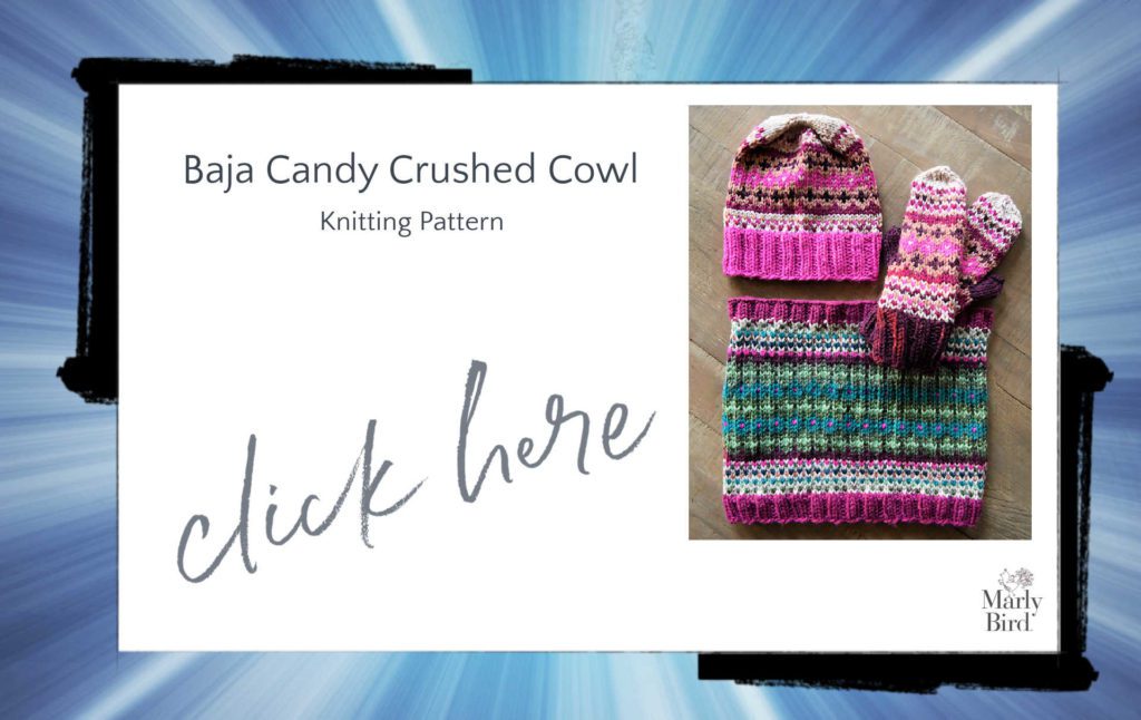 Colorful knit cowl, hat and mittens pattern set - Marly Bird