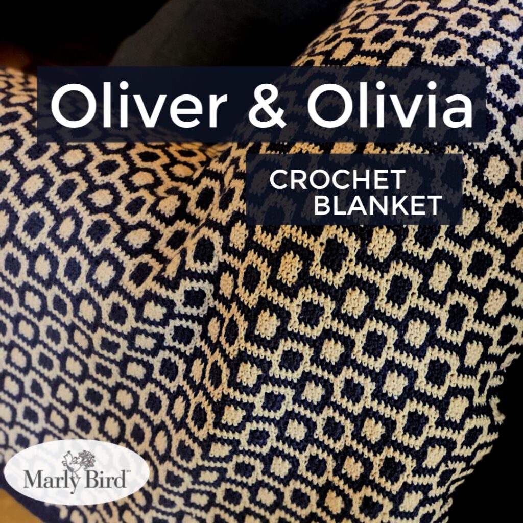 Oliver and Olivia Crochet Blanket with inset mosaic stitches is a free pattern - Marly Bird