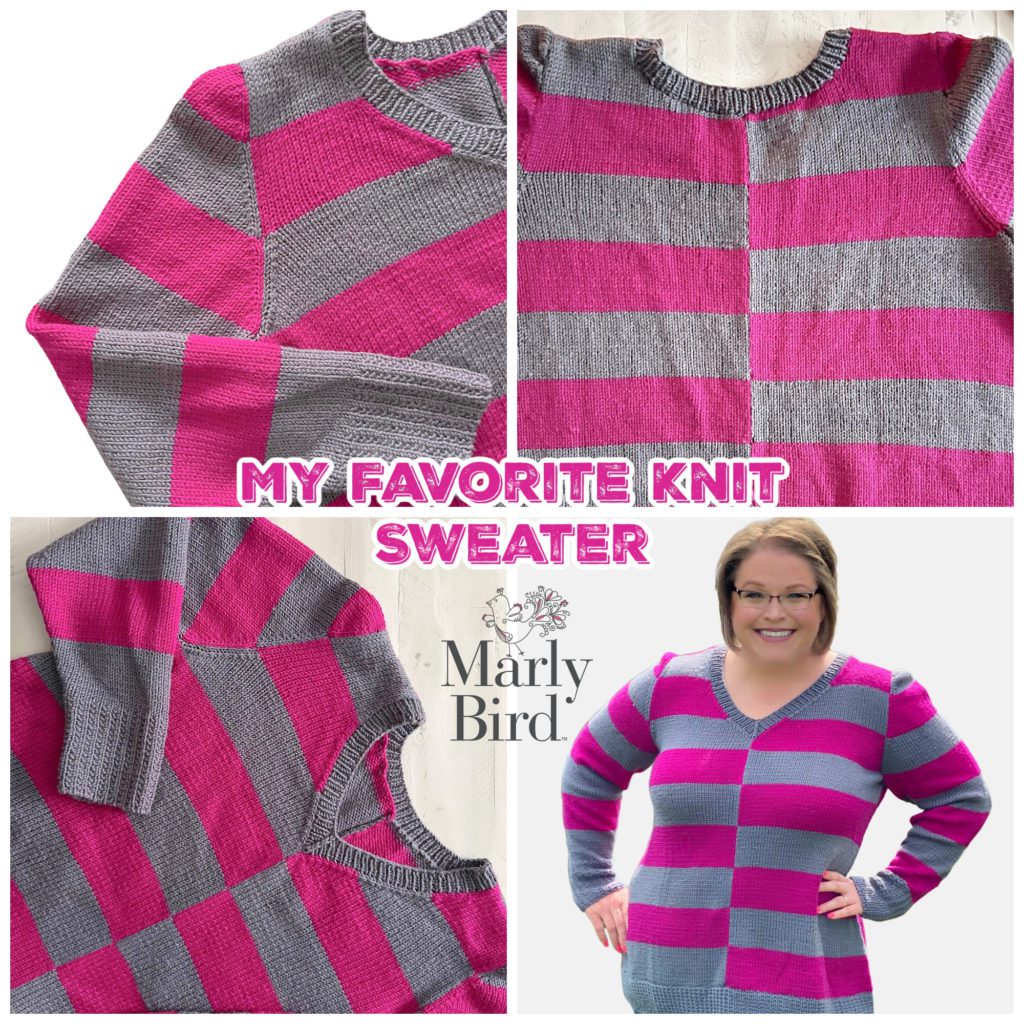 two color knit striped sweater