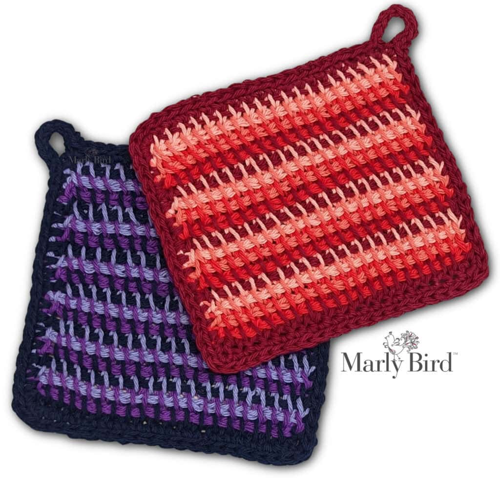 My First Tunisian Crochet Potholder Pattern - Marly Bird