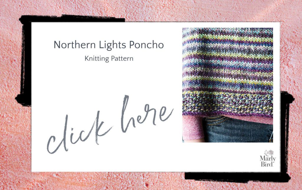 Northern Lights colorful knit poncho pattern - Marly Bird