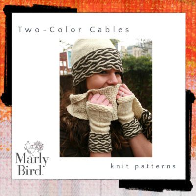 Two Color Cable Knit Accessories Pattern Set