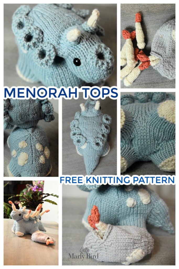 Collage of views of Menorah Tops Knitting pattern - Marly Bird