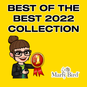 Best of the best patterns 2022 banner with Marly Bird Bitmoji holding a #1 ribbon