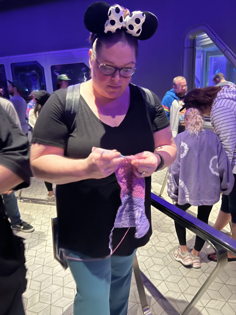 Crocheting at Disney World
