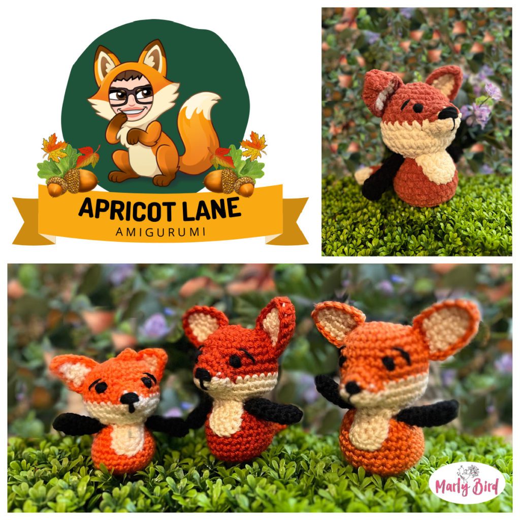 Apricot Lane character Felix the Fox in four different sizes - Marly Bird