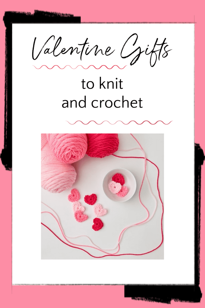 Valentine gifts to knit and crochet - small pink crocheted hearts in 3 shades of pink yarn.