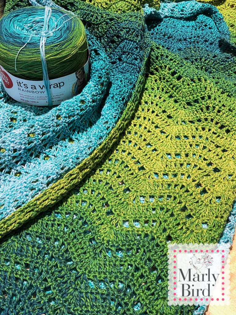 flat shot of the chevron crochet lace wrap - Marly Bird