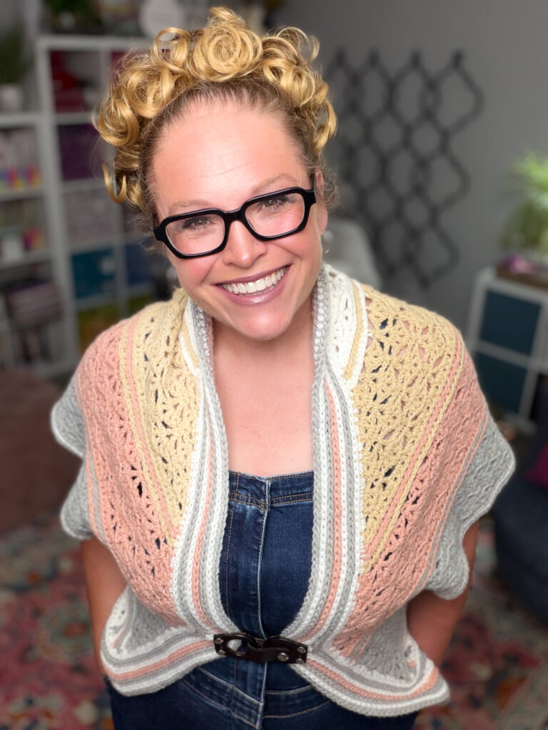 Amaya free crochet shrug pattern in a bold color — beginner-friendly crochet accessory by Marly Bird