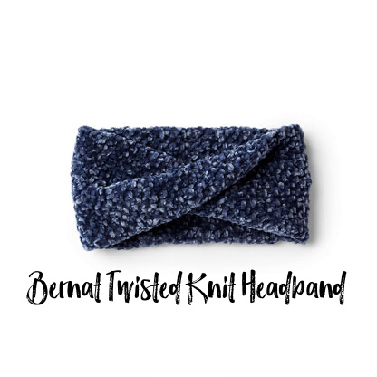 Navy Blue knit headband made with velvet yarn.