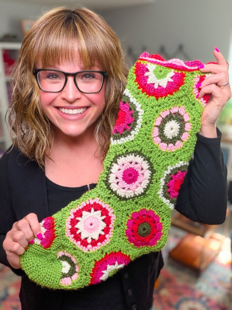 Candy Pop Crochet Stocking — coordinated holiday set