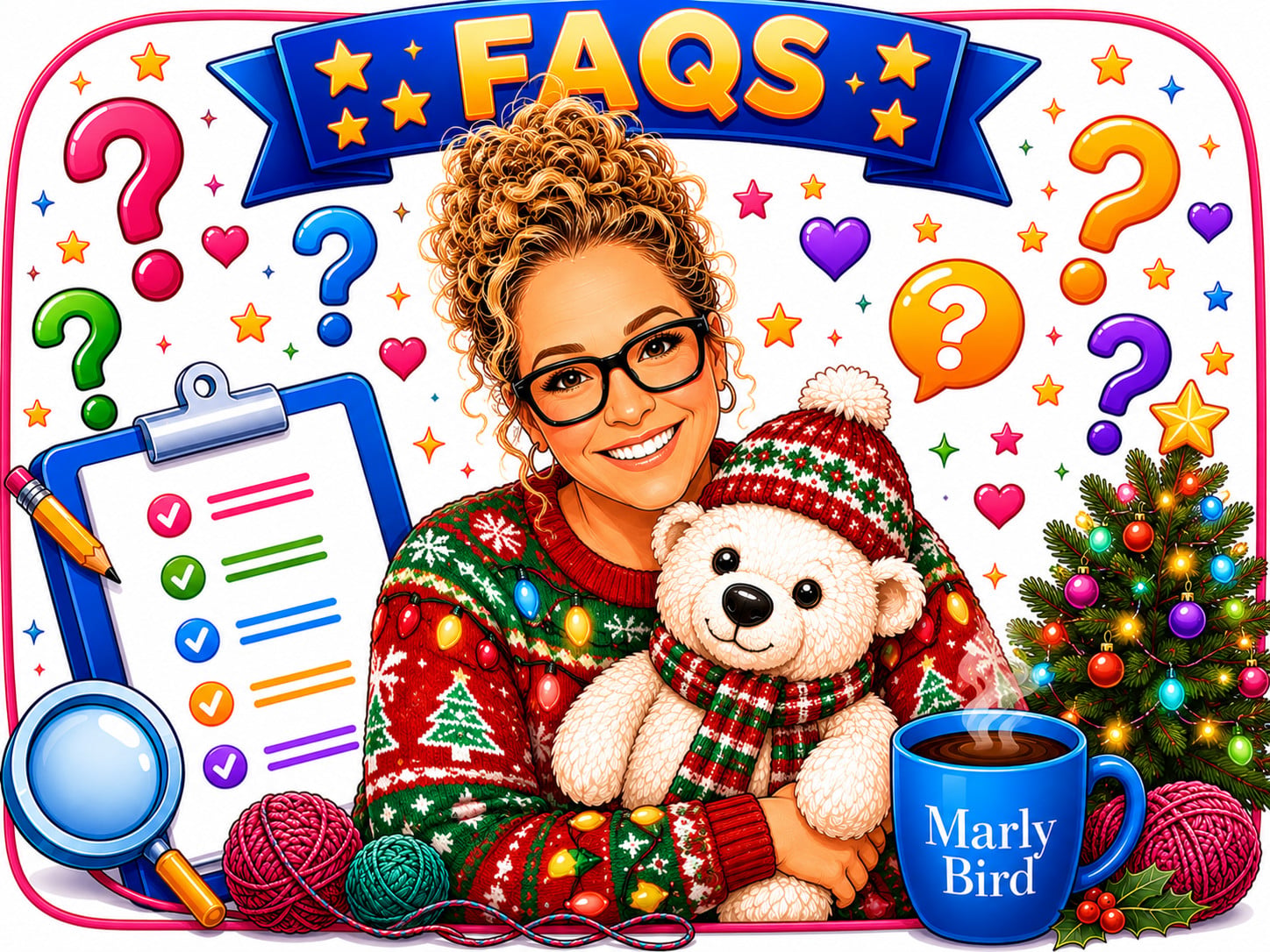 Frequently asked questions about Christmas amigurumi crochet patterns — Santa, snowman, elf, and reindeer plushies by Marly Bird