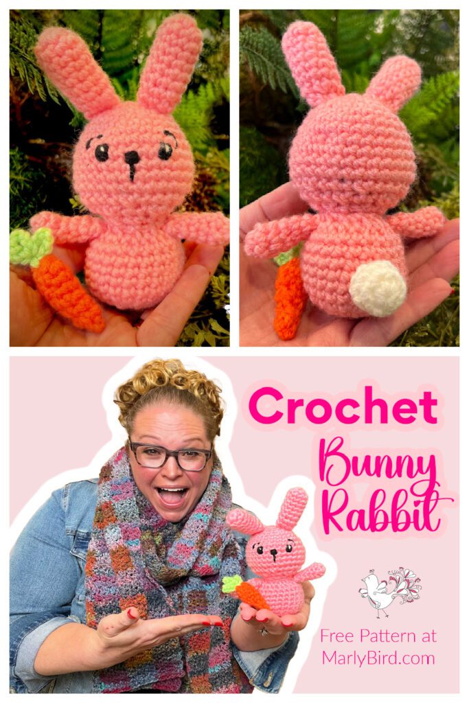 Unleash your creativity with this adorable crochet rabbit! Free pattern at marlybird.com
