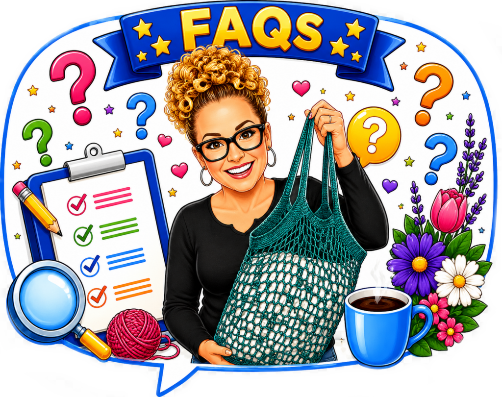 Farmer's Market Filet Crochet Bag pattern FAQs - free crochet bag pattern by Robyn Chachula for Marly Bird in green.