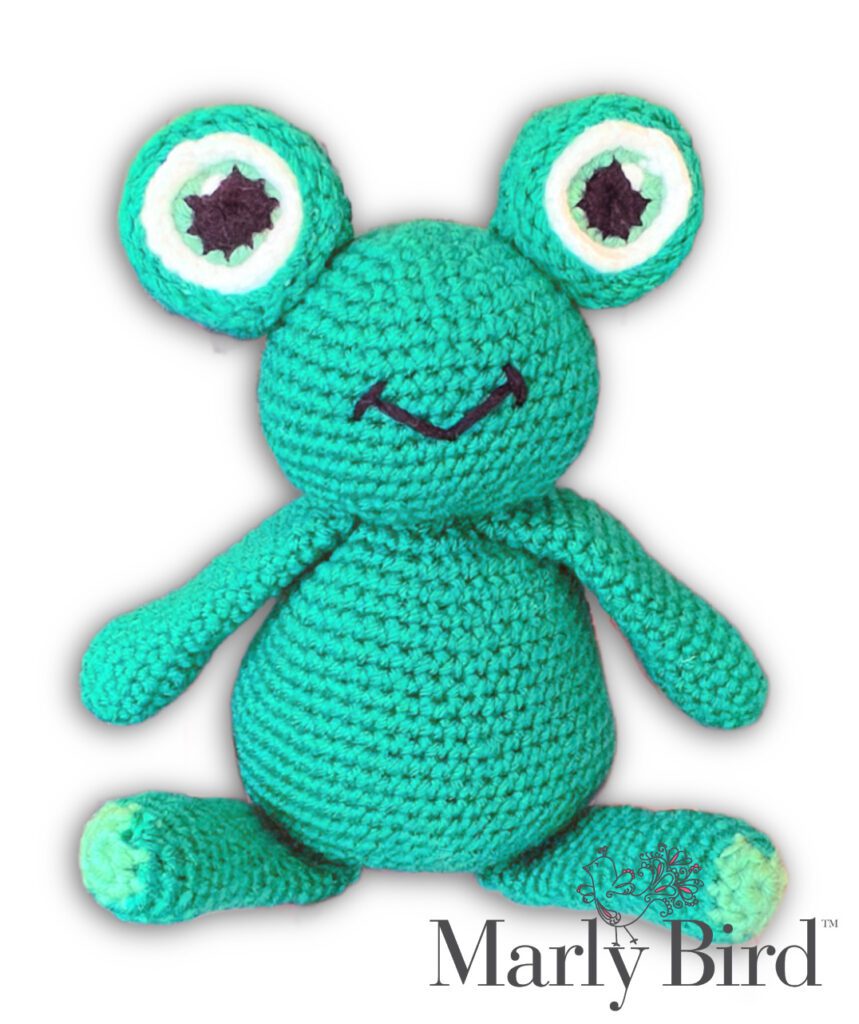 Frogging Friend, the amigurumi crochet frog by Marly Bird