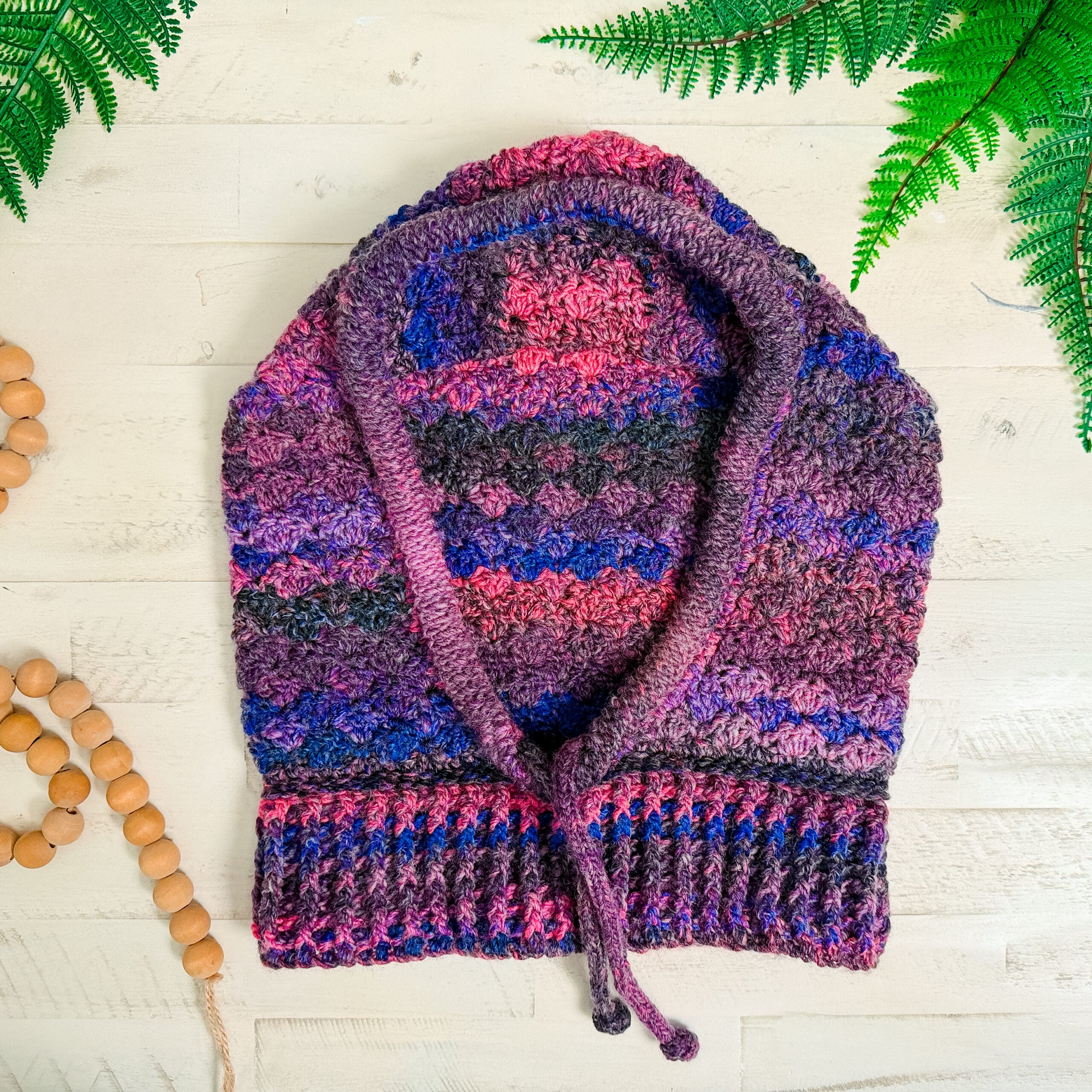 Frost Guard Crochet Balaclava flat lay