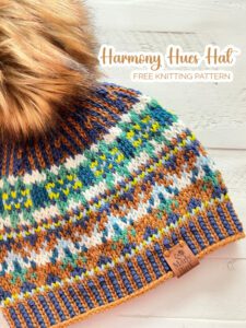 HARMONY HUES HAT ON A TABLE WITH A BROWN FAUX FUR POM - Marly Bird