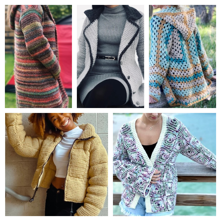 Crochet jackets for fall crochet wardrobe staples. Malry Bird
