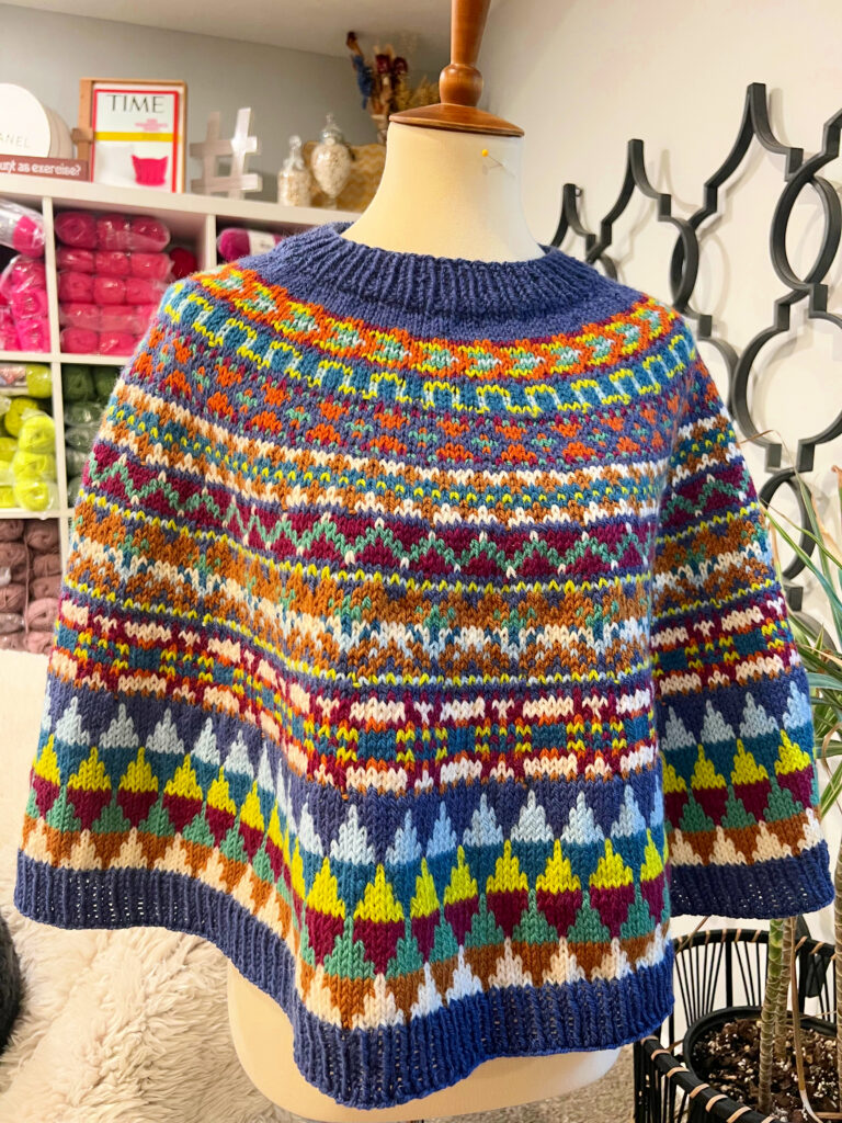 Colorwork poncho front view