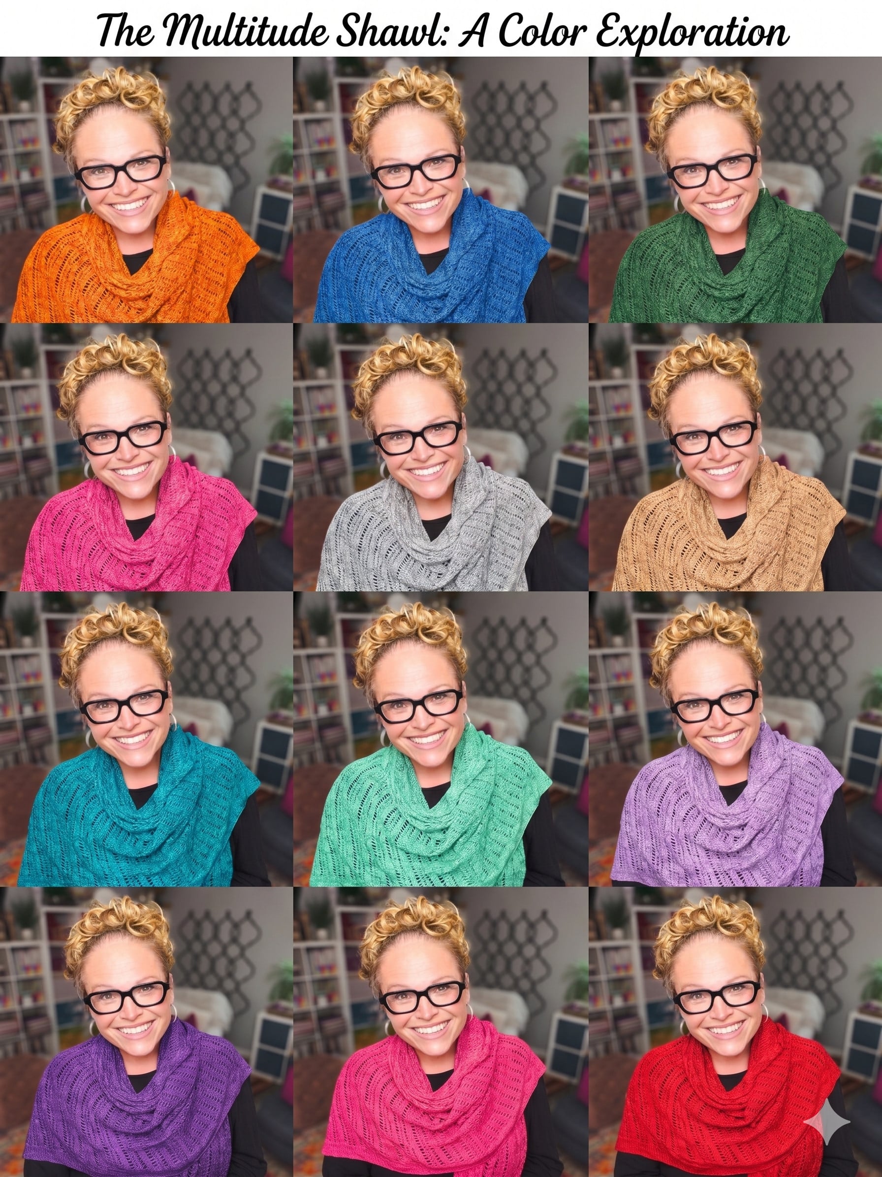 Lehabah Fire Sprite knit shawl in multiple colors — free Crescent City inspired knit lace shawl pattern by Marly Bird 