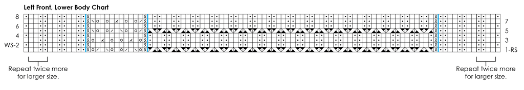 Sycamore Ruana lower left front stitch diagram