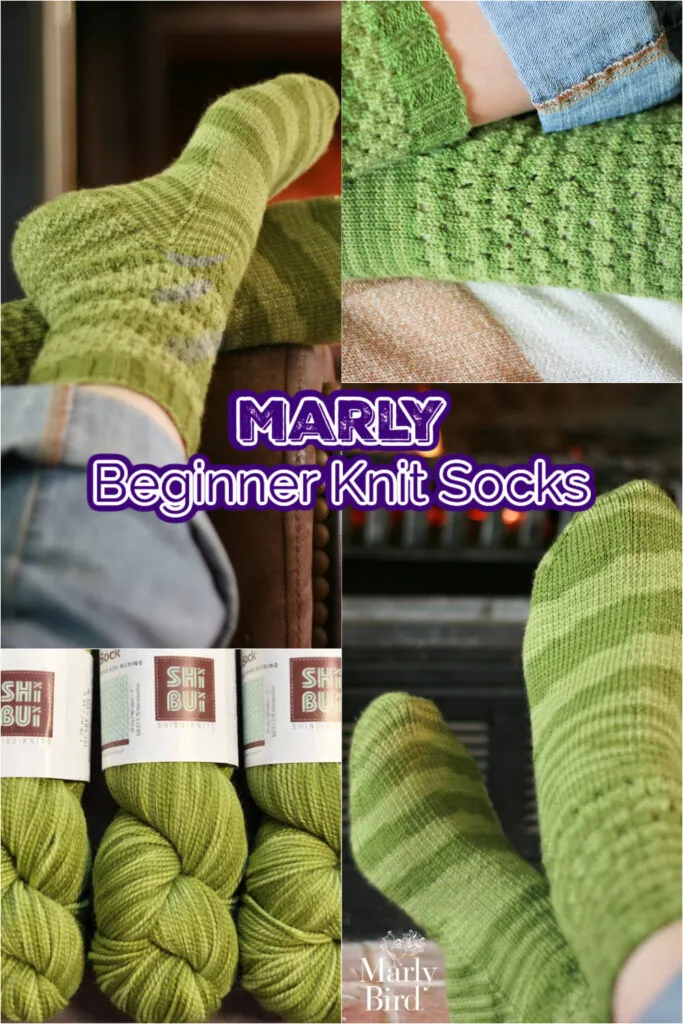 Bright green beginner knit socks featuring cozy ribbed and textured patterns for new knitters. Perfect for learning sock knitting techniques.