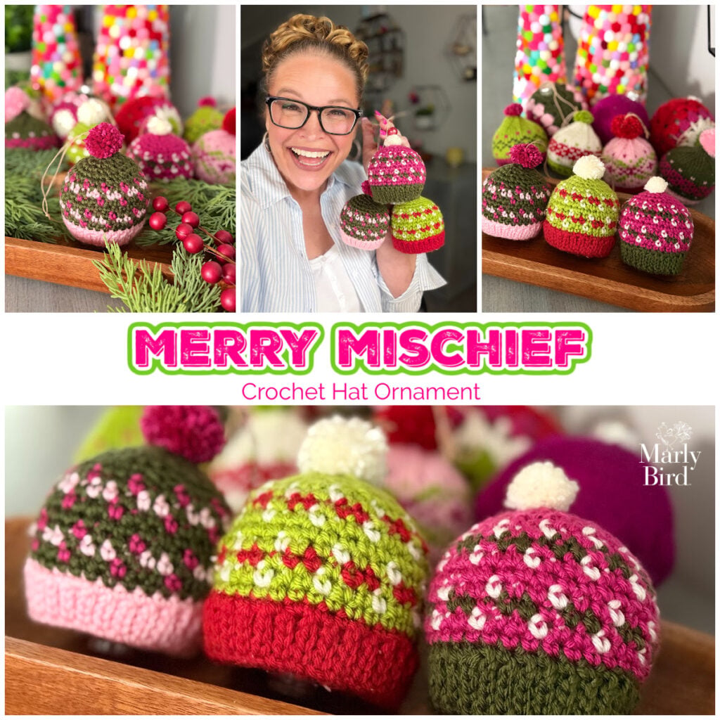 Merry Mischief Crochet Hat Ornament — free holiday crochet pattern by Robyn Chachula for Marly Bird