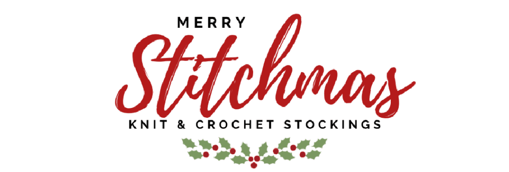 "Stitchmas" written in a flowing, cursive script in a vibrant red. The text is set against a plain black background, giving a bold and festive contrast. The font style is elegant and playful, suggesting a creative blend of stitching or needlework with the joyous Christmas season. - Marly Bird