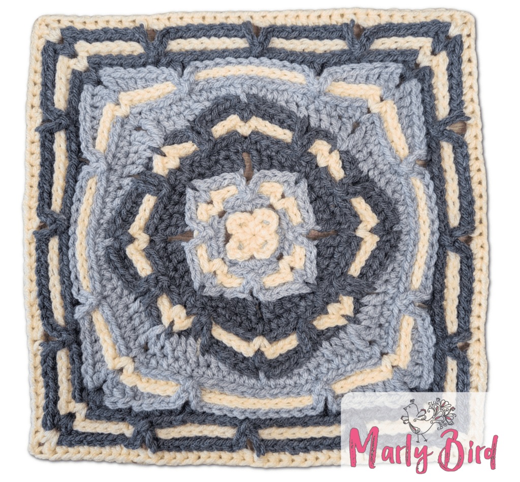 Crochet Mosaic Tile Block in 3 colors - Marly Bird