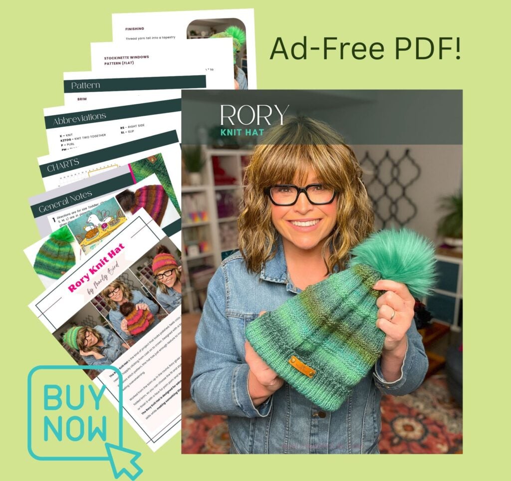Rory Knit Hat ad-free PDF — printable knit hat pattern by Marly Bird