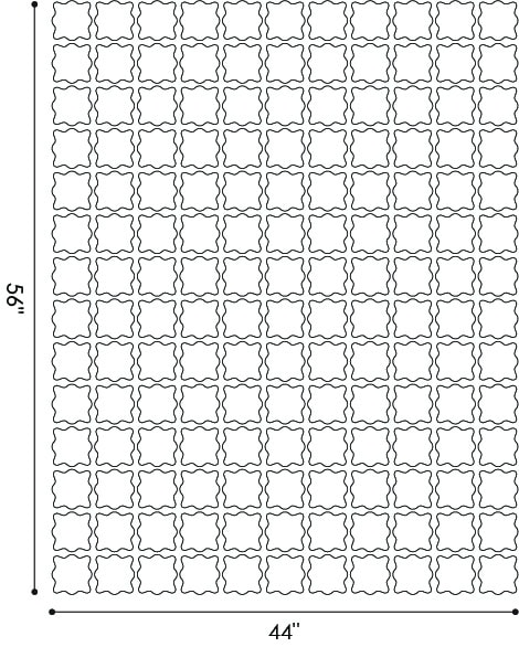 Wavy-edged crochet squares joined in a rectangular grid, creating a textured panel for a ruana or swimsuit cover-up.