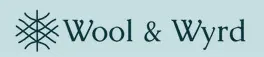 The image shows a logo with a geometric, woven pattern next to the text "Wool & Wyrd" on a light blue background, celebrating 24 days of quickies. -Marly Bird
