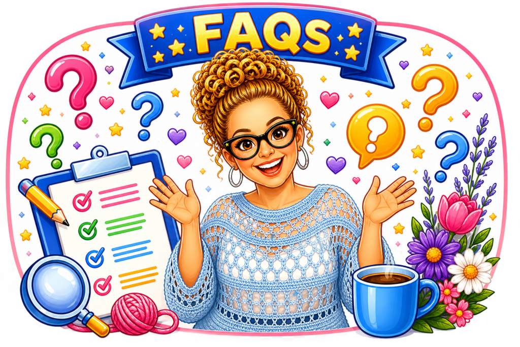Solomon's Knot Crochet Tee FAQ section — frequently asked questions about the free crochet tee pattern by Marly Bird
