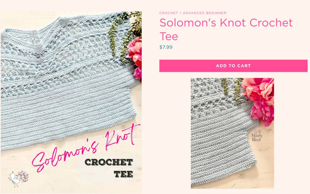 Ad-free PDF link for purchase - Solomon's Knit Tee - Marly Bird