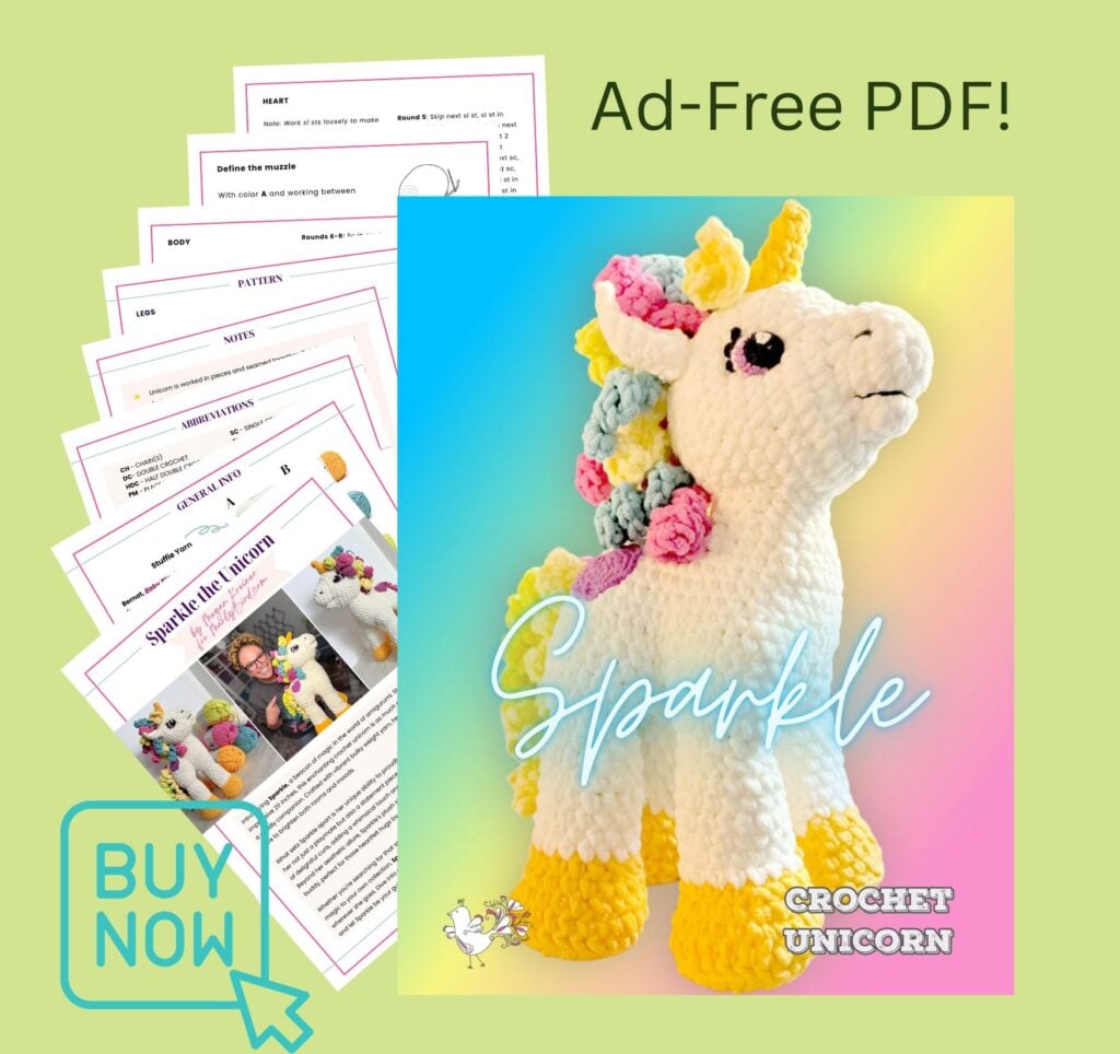 Sparkle the Crochet Unicorn ad-free PDF pattern mockup