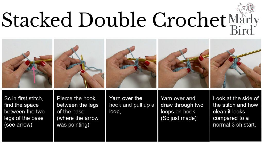 How to work stacked double crochet - Marly Bird