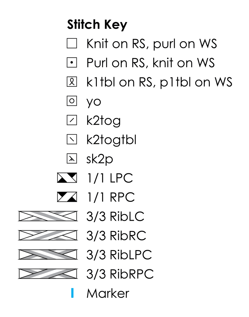 Sycamore Ruana stitch key chart