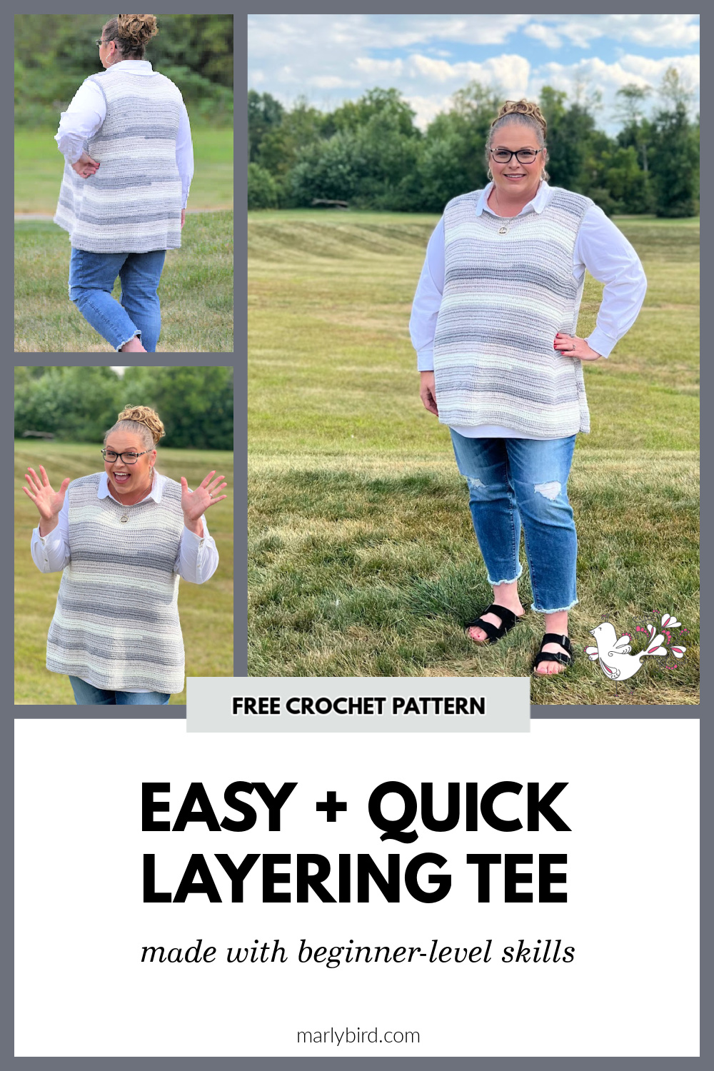 Stoney Creek Tee - beginner crochet sweater pattern - Marly Bird
