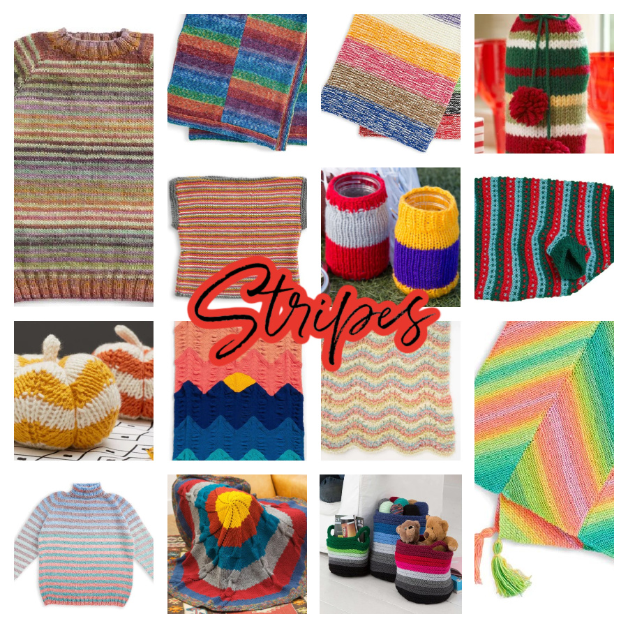 Knit colorwork - stripes. Various knit striped projects.