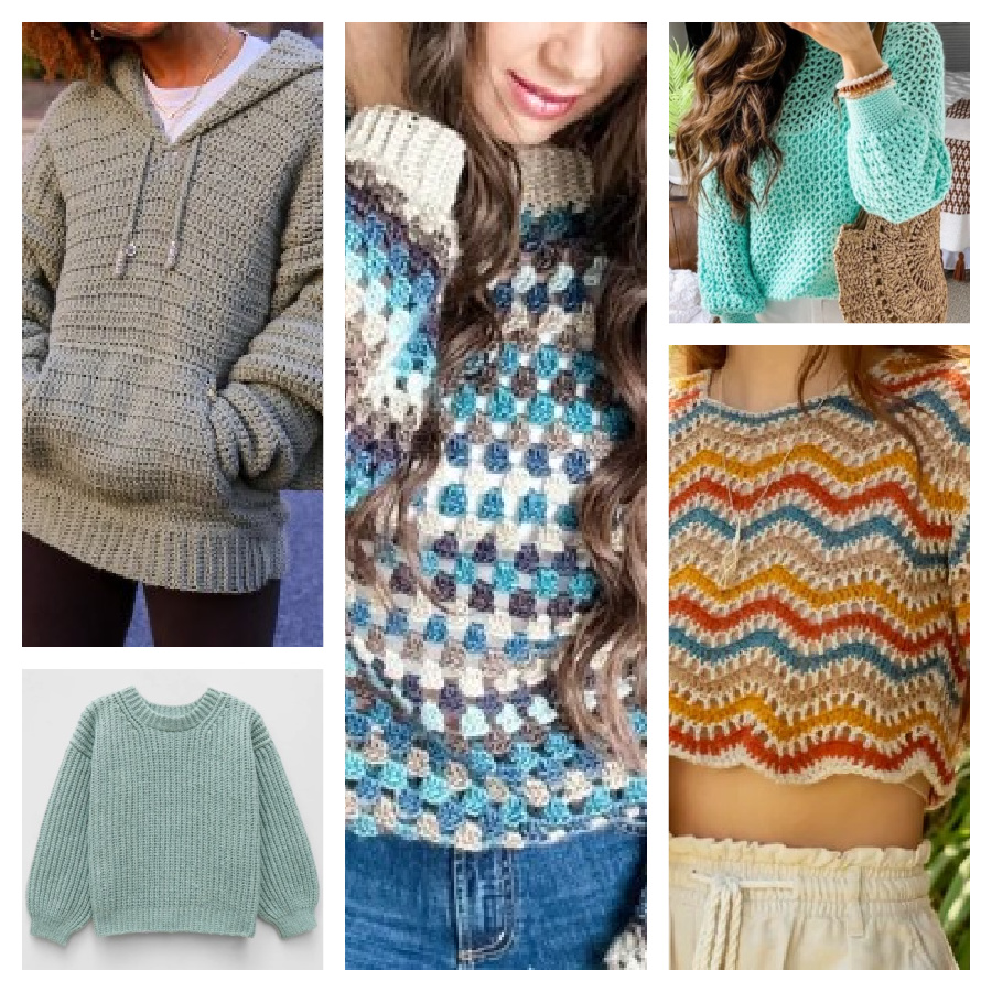 5 crochet sweater patterns suitable for a fall crochet wardrobe. Marly Bird