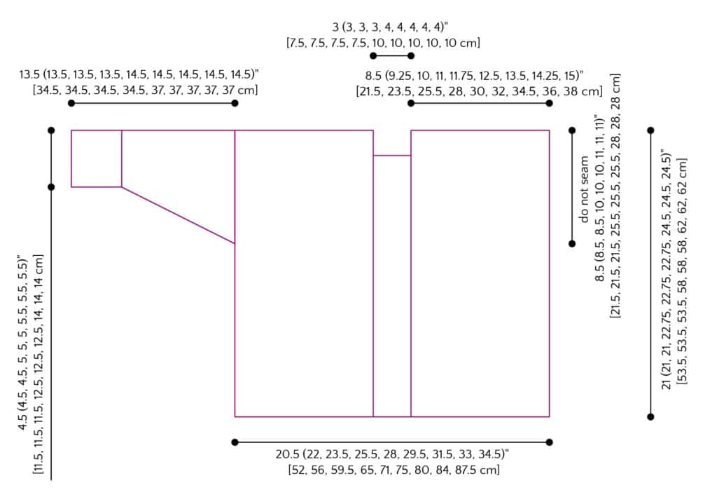 schematic of sookie crochet cardigan