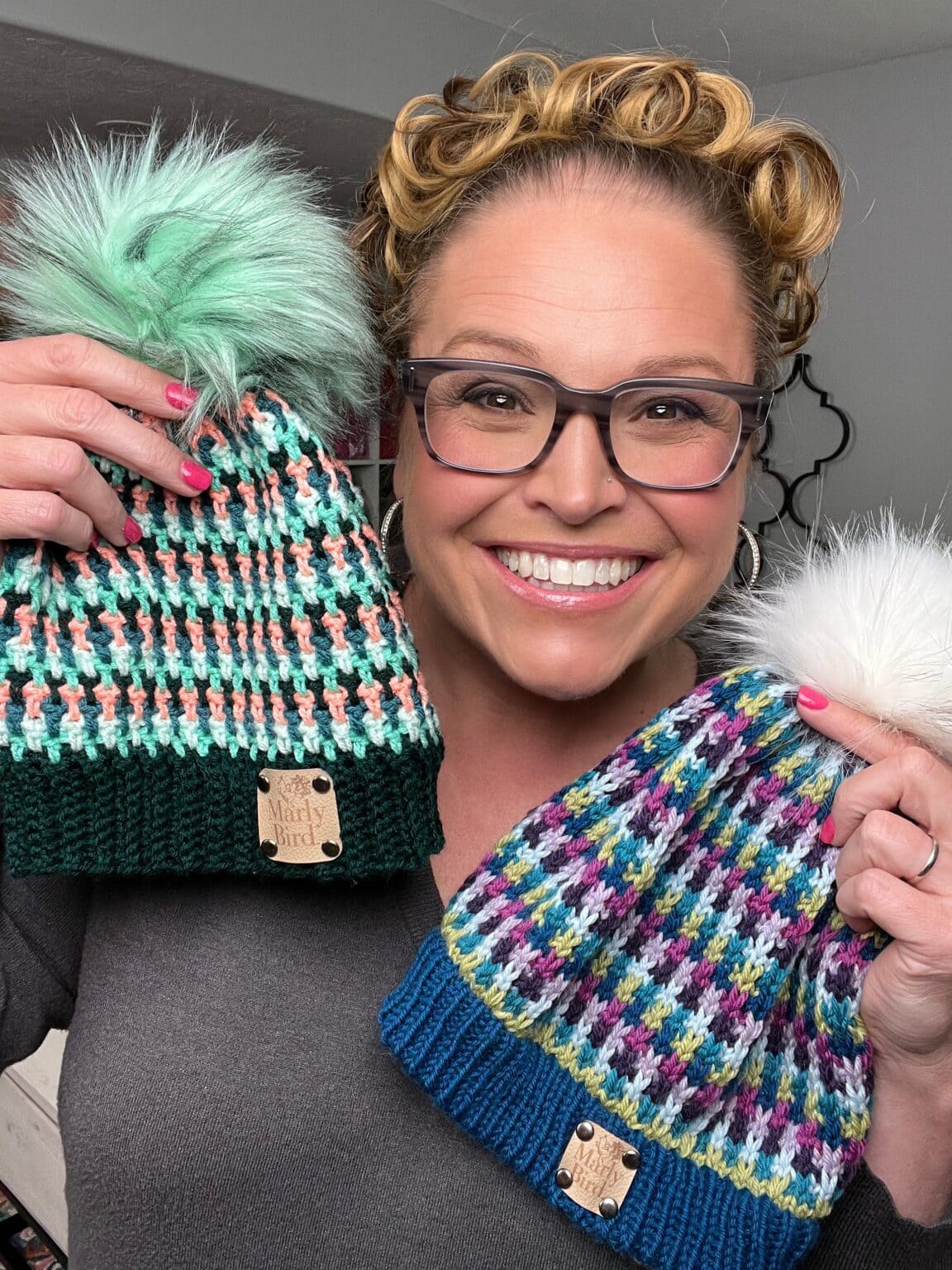 Pixel Pop Knit Hat – Free Mosaic Slip Stitch Knitting... | Marly Bird
