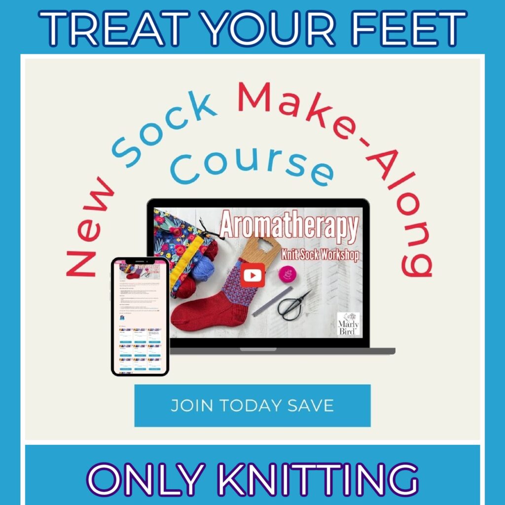 Discover the 2024 Sock Make-Along Course! Dappled with vibrant colors, your laptop and smartphone buzz with knitting inspiration. Dive into our Aromatherapy Knit Sock Workshop and truly treat your feet. Join today and save!. -Marly Bird