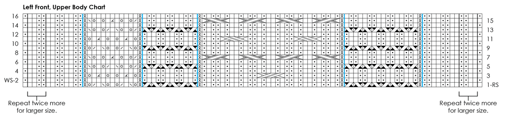 Sycamore Ruana upper left front stitch diagram