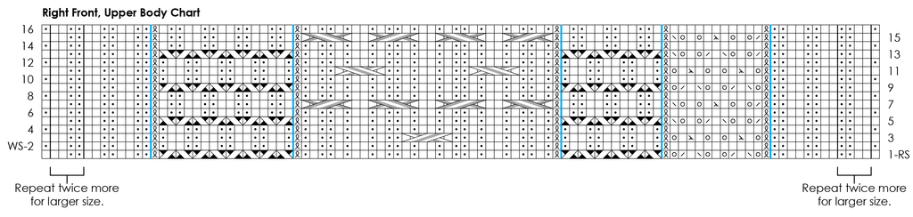 Sycamore Ruana upper right front stitch diagram